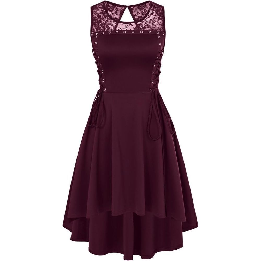 ❤️ Gothic Victorian Sleeveless Lace-Up Hi-Lo Dress with Pockets SIZE S NWT